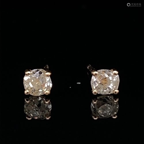 14k All Mine Cut Stud Diamond Earrings