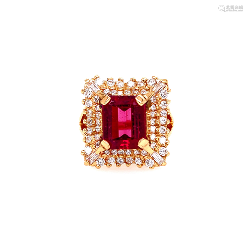 14k Diamonds & Tourmaline Ring