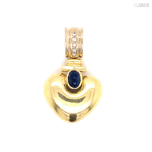 14k Diamond Sapphire Heart Pendant