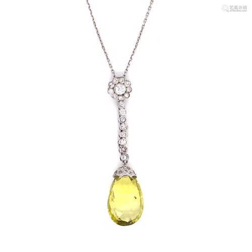 18k Diamond Citrine Pendant