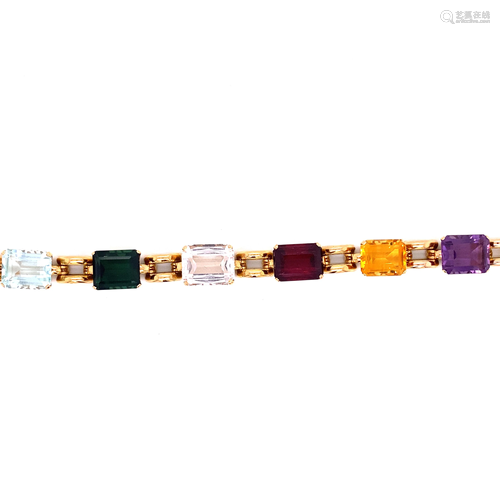 18k MultiColor Gem Bracelet