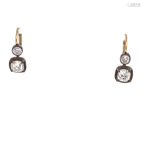 Gold & Silver Diamond Earrings