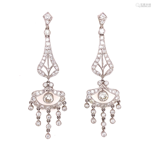 Platinum Diamond Drop Chandelier Earrings