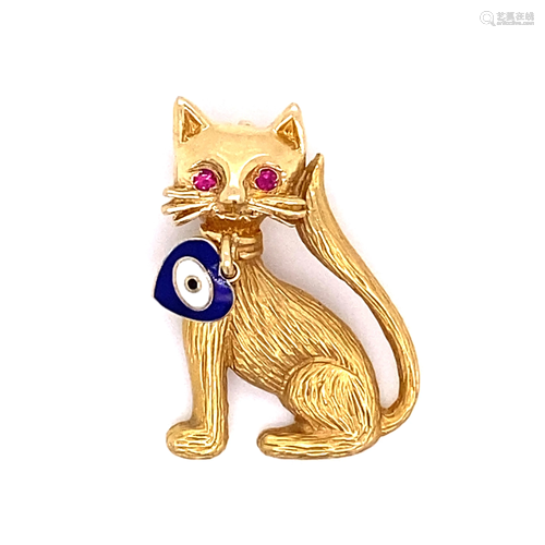 14k Evil Eye Cat Charm