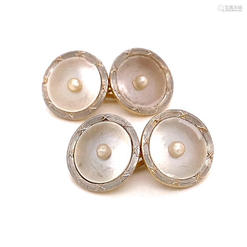 18k Pearl Platinum Cufflinks