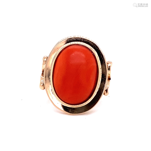 18k Retro Coral Ring