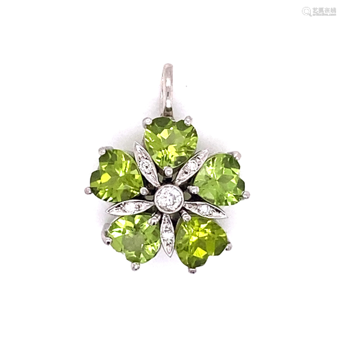 14k Flower Peridot Pendant