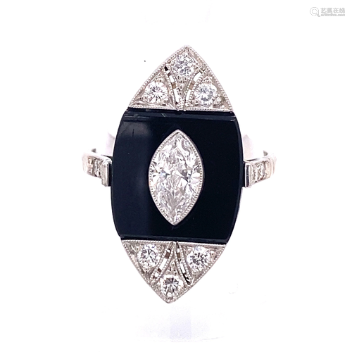 Platinum Onyx Diamond Ring