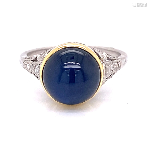 Art Deco Platinum 18k Sapphire Ring