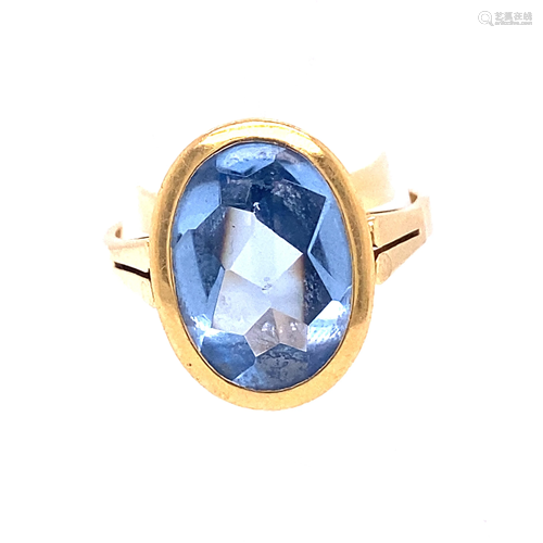 18K British Blue Topaz Ring