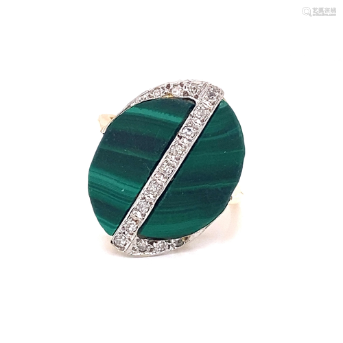 14k Avant Garde Diamond Malachite Ring