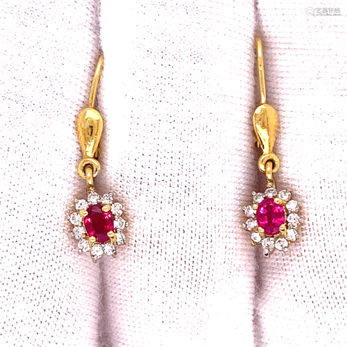 18k Diamond Ruby Earrings