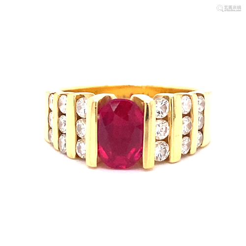 18k Diamond Ruby Ring