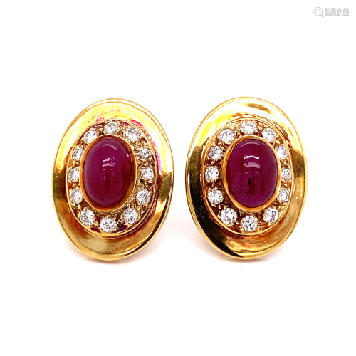 1970’s 14k Ruby Diamond Earrings