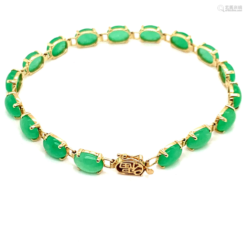 Jade Jadeite Apple Green 14K Bracelet