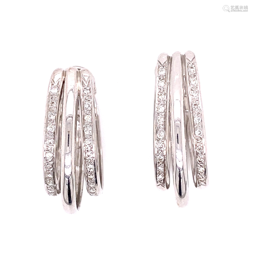 18k Tri-Hoop Diamond Earrings