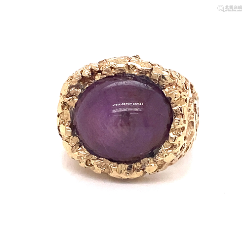 18k 1970’s Textured Gold Ruby Ring