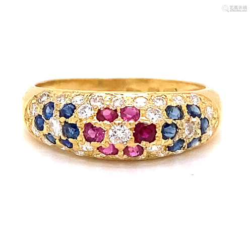 18k Sapph/Dia/ Ruby Ring