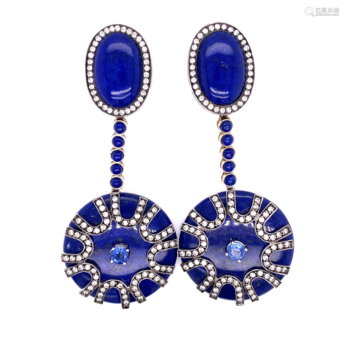 18k Lapis Lazuli Diamond Earrings