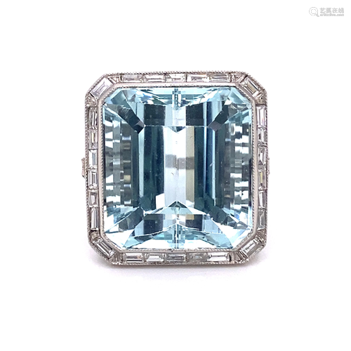 Platinum Aqua Diamond Ring