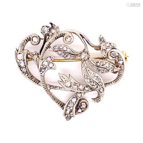 Victorian Gold & Silver Diamond Pendant Brooch