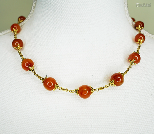 Old 18k Carnelian Necklace