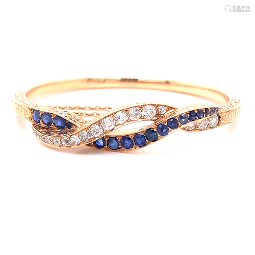 Victorian 14k GIA No Heat Blue Sapphire & Diamond