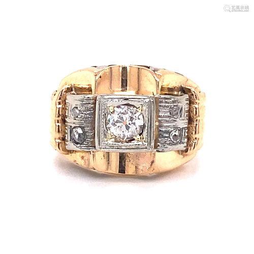 Retro 18K Diamond Chevalier Ring