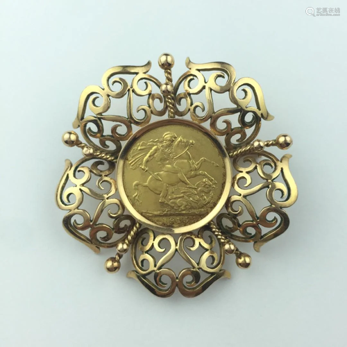 18 K gold brooch