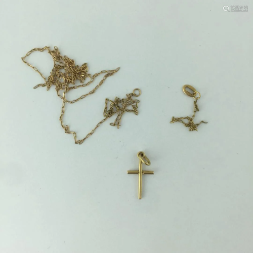 18 K gold chain and cross