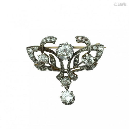 18 K gold Art nouveau brooch