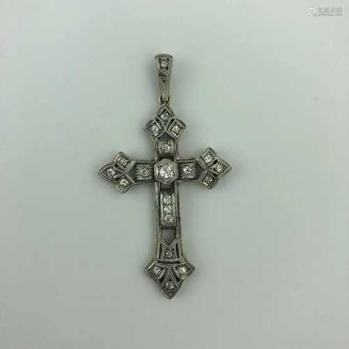 18 K gold Art Deco cross