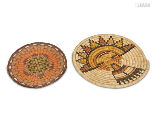 Two Hopi basketry trays