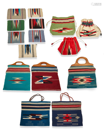 A group of Chimayo handwoven wool purses