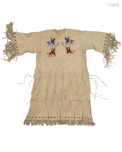 A Plains pictorial beaded hide dress