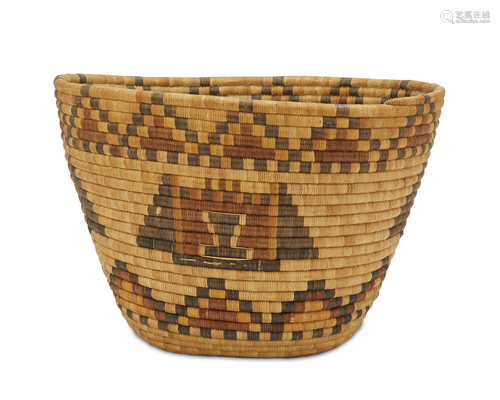 A Hopi coiled polychrome basketry storage vessel