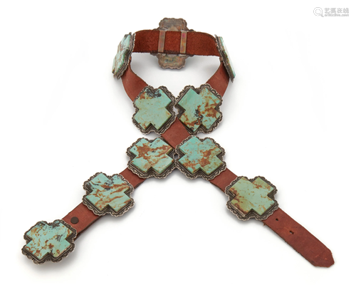 A David Reeves sterling silver and turquoise concho