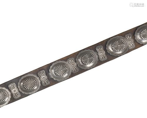 A large Navajo silver concho belt