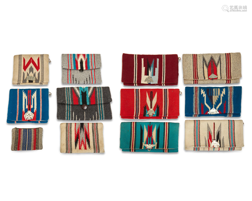 A group of Chimayo handwoven clutch purses