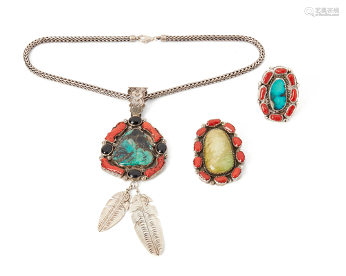 Three Southwest jewelry items