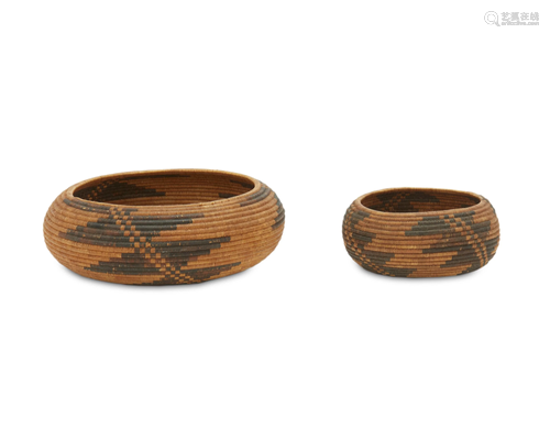 Two matching Pomo basketry bowls