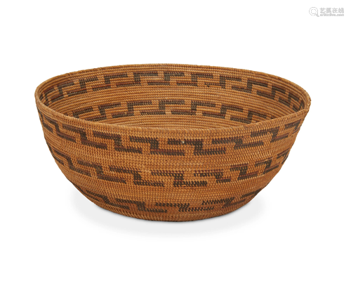 A Central California polychrome basketry bowl