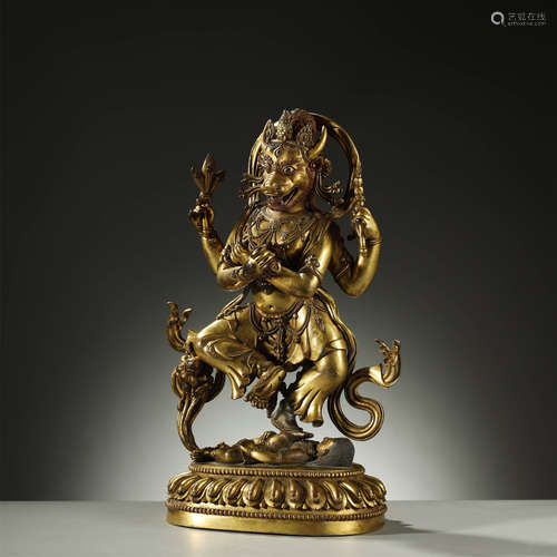 CHINESE QING DYNASTY,GILT-BRONZE BUDDHA STATUE