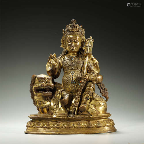 QING DYNASTY,GILT-BRONZE BUDDHA STATUE