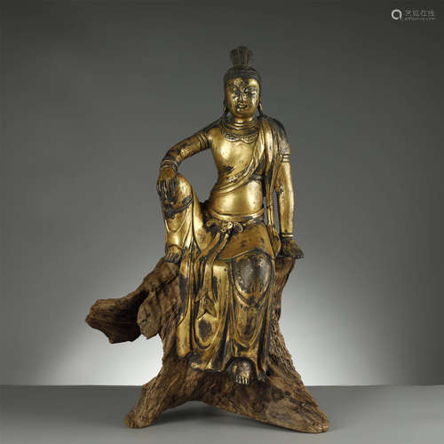 SONG DYNASTY,GILT-BRONZE BODHISATTVA STATUE