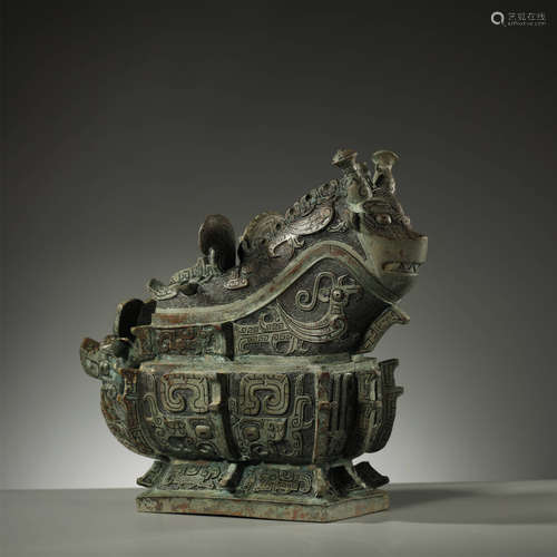 CHINESE WARRING STATES PERIOD,BRONZE WINE VESSEL