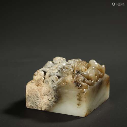 CHIESE QING DYNASTY,JADE CARVED DRAGON SEAL