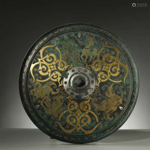 CHINESE WARRING STATES PERIOD,GOLD AND SILVER-INLAID BRONZE ...