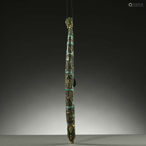 CHINESE WARRING STATES PERIOD,GOLD AND SILVER TURQUOISES-INL...