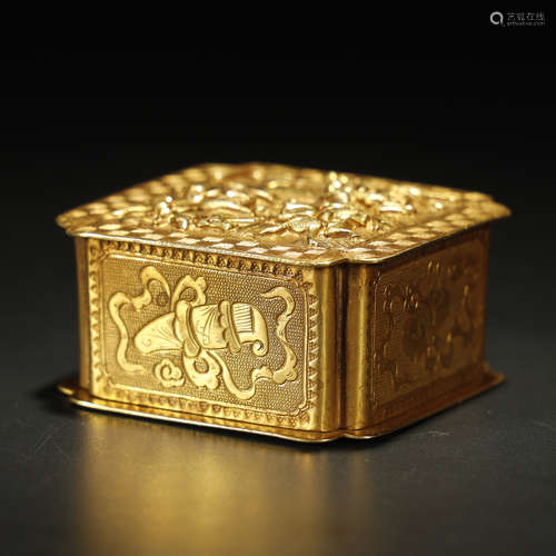 QING DYNASTY,GILT-BRONZE BOX